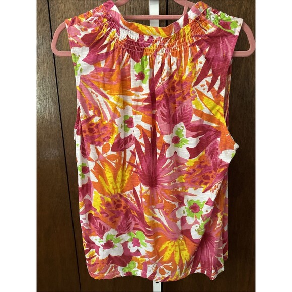Kiwi Fresh Pink Tropical Print Size 1X Sleeveless Tunic Pink/orange/green/Yellow - Picture 4 of 4